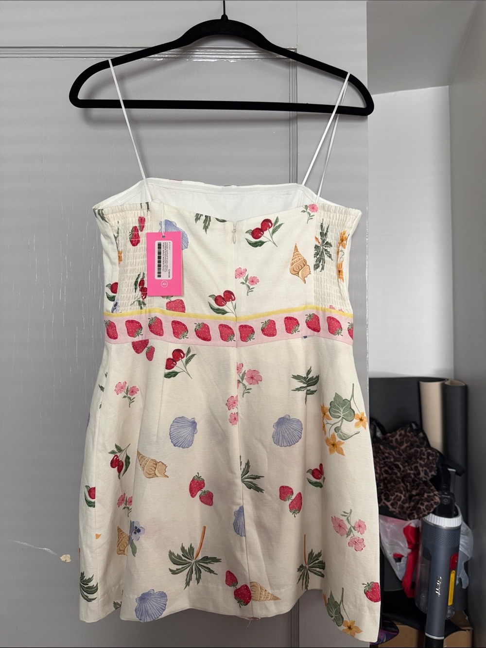 Amanda Uprichard Cream Strawberry Print Sundress Romper- Bethany boardwalk rompe - Picture 2 of 3